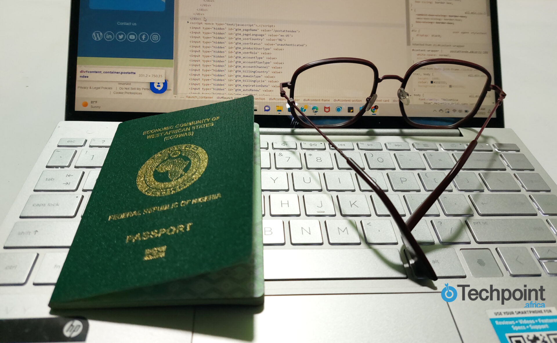 Image of Nigerian passport on a laptop